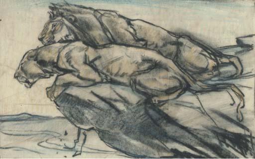 Elsie M. Henderson - Lion and lioness surveying their territory (illustrated); and Tiger roaring