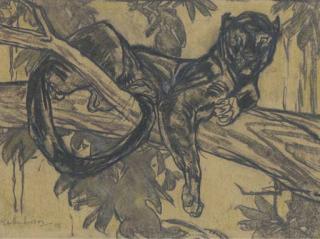 Elsie M. Henderson - Panther on a branch (illustrated); Startled tiger; and Jaguar on a branch