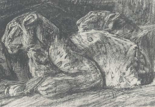 Elsie M. Henderson - Resting leopards (illustrated); An expectant leopard; Sleeping lioness; and An alert lioness