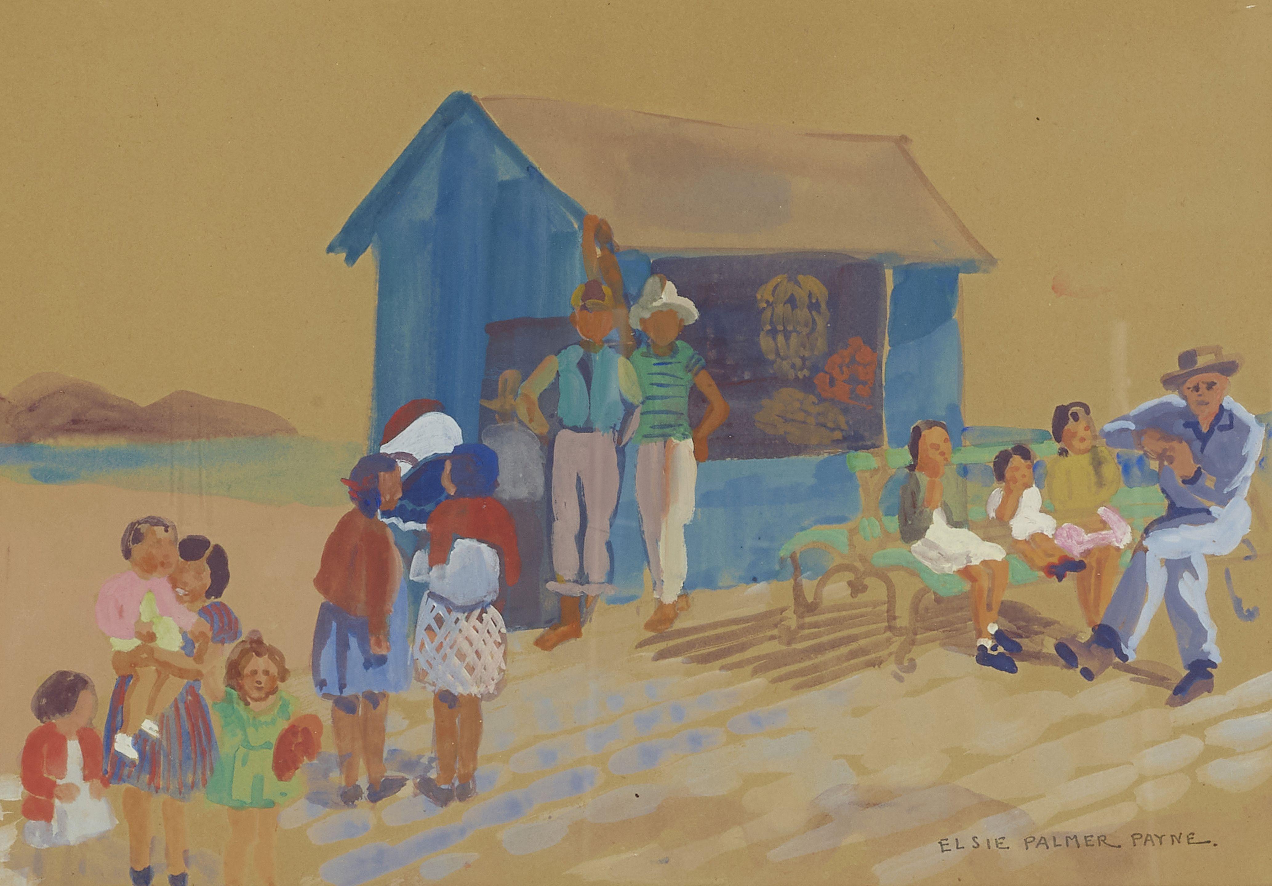 Elsie Palmer Payne - The Blue Fruit Stand sight 11 x 16 in. framed 21 x 26 in.
