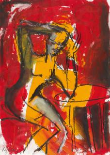 Elvira Bach - Akt am Tisch.