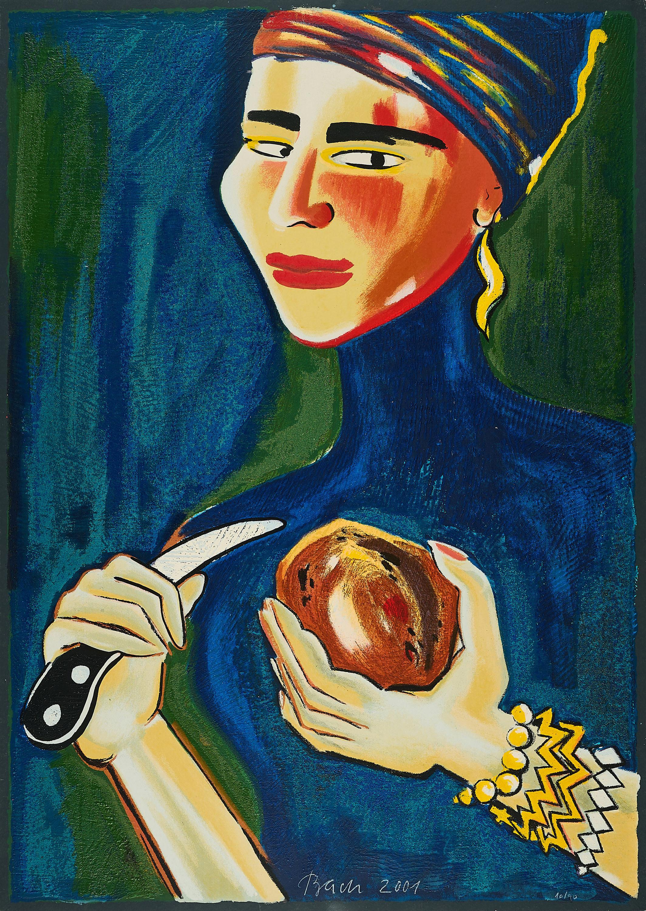 Elvira Bach - Kartoffelschälerin.