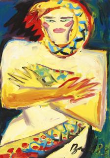 Elvira Bach - Ohne Titel (Akt mit Schlange)