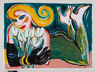 Elvira Bach - Ohne Titel (Mit Tulpen)
