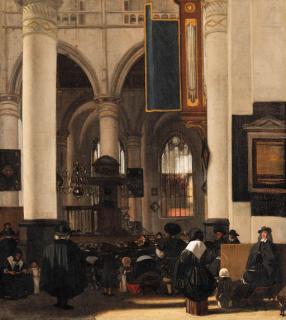Emanuel de Witte - The interior of a church with a congregation listening to a sermon