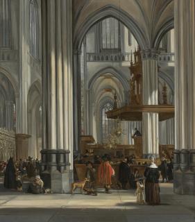 Emanuel De Witte - The Interior Of The Oude Kerk, Amsterdam With A Sermon In Progress