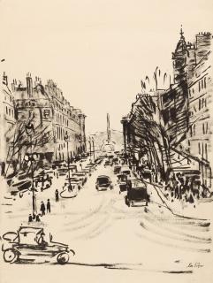 Emanuel Fohn - Recto: Straße in Paris gegen Place de la Concorde – Verso: Bei