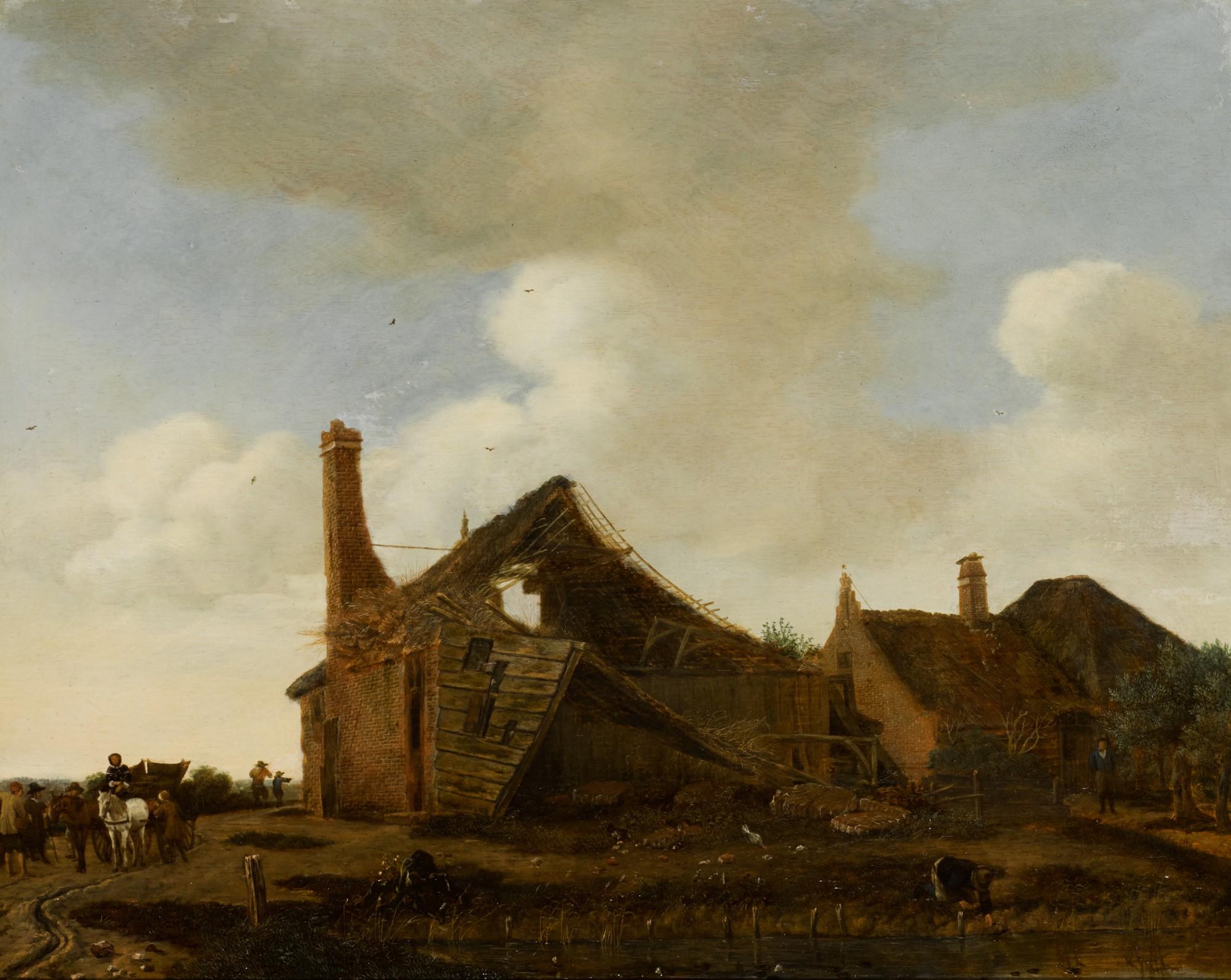 Emanuel Murant - River Landscape With A Ruined Cottage And A Horse-Drawn Carriage On A Path