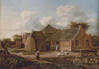 Emanuel Murant - Two peasant women in a farm courtyard