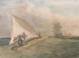 Emeric Essex Vidal - Brazilian Jungada (Fishing Craft) In Pernambuco Roads, With That Harbour In The Distance And The Deserted City Of Olinda