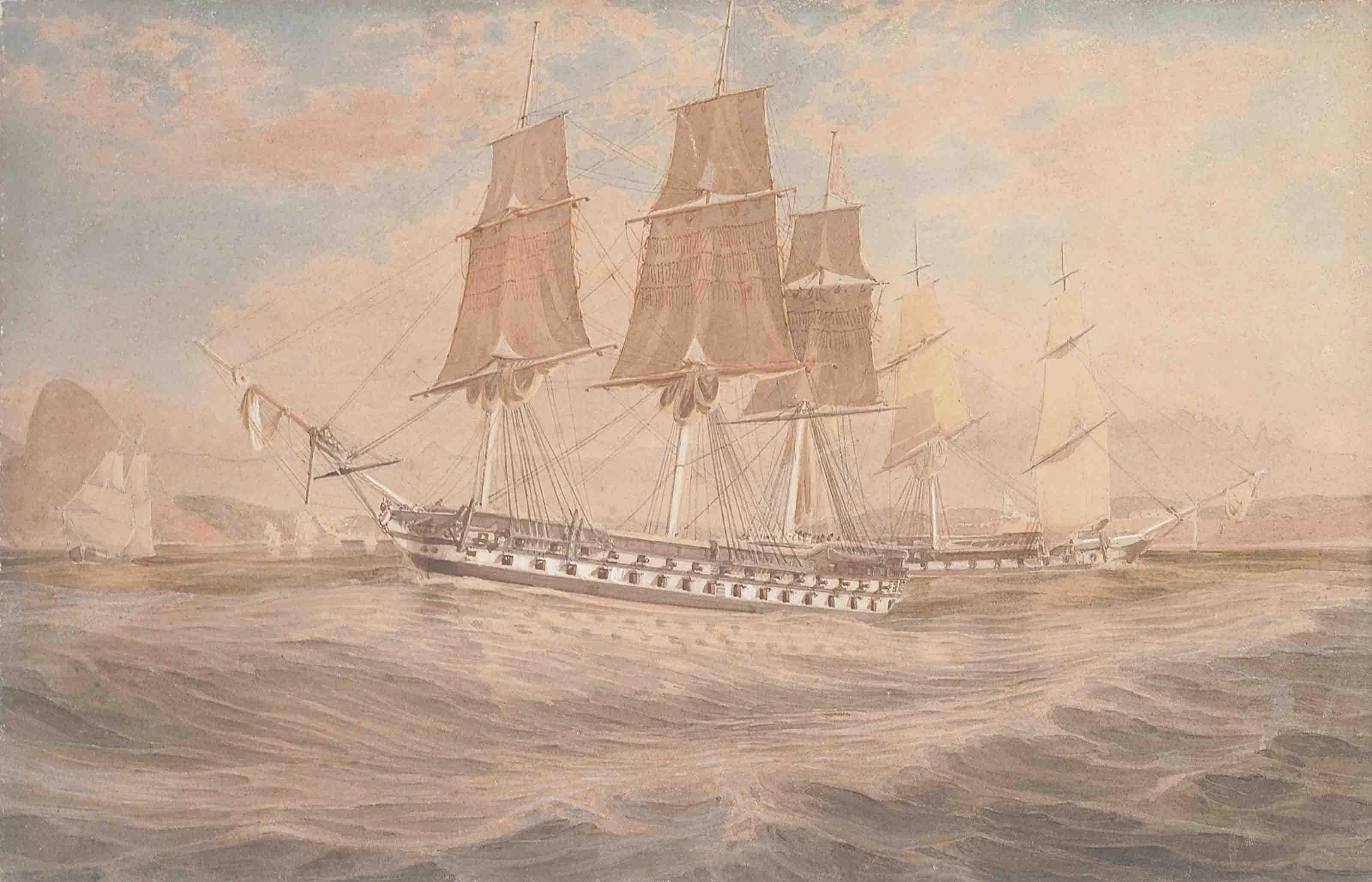 Emeric Essex Vidal - H.M.Ship Ganges.- and Thetis off Rio de Janeiro