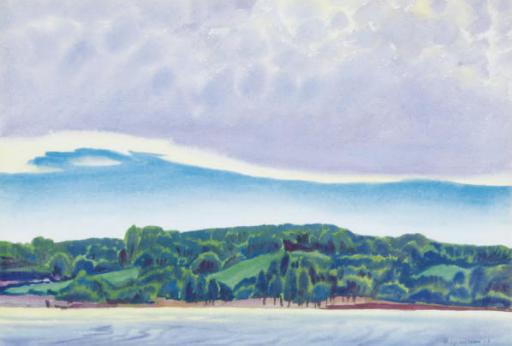 Emil Bistram - Green Hills On A Lake
