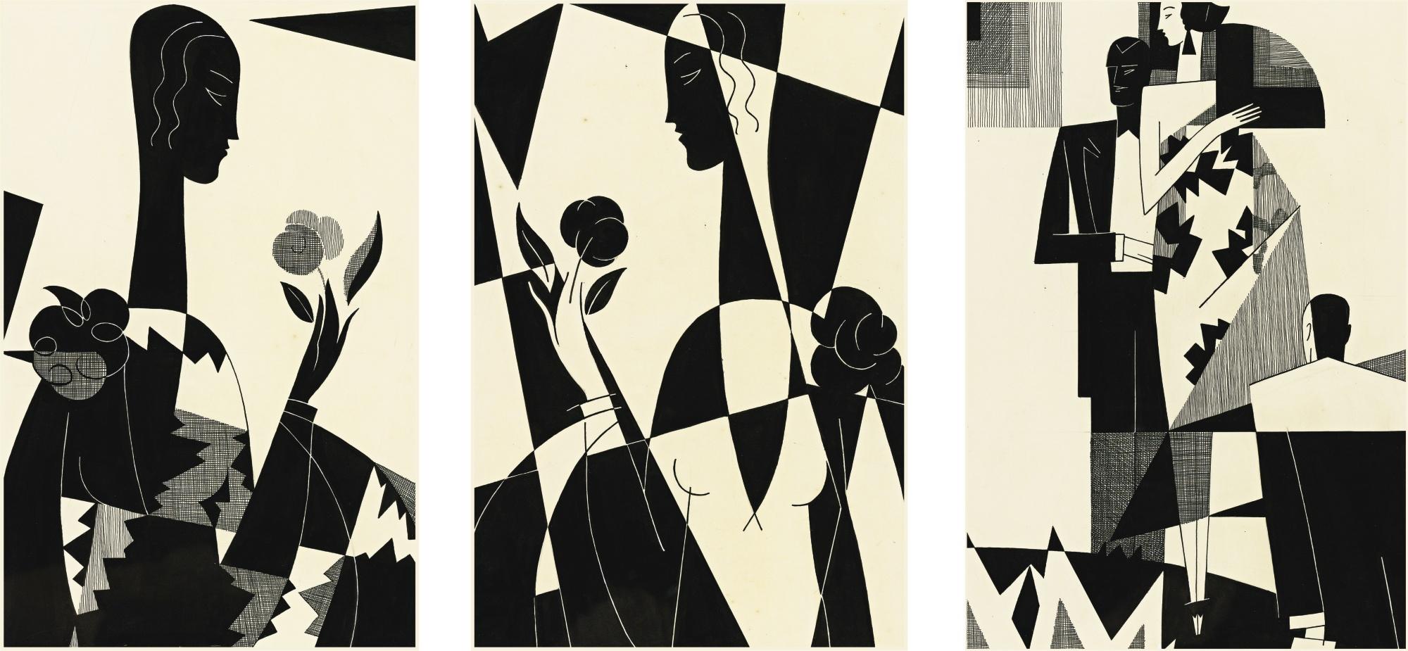 Emil Bisttram - Roaring Twenties Gotham: Three Drawings