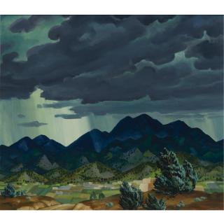 Emil Bisttram - Storm Over Taos (Stormy Mountain Scene)
