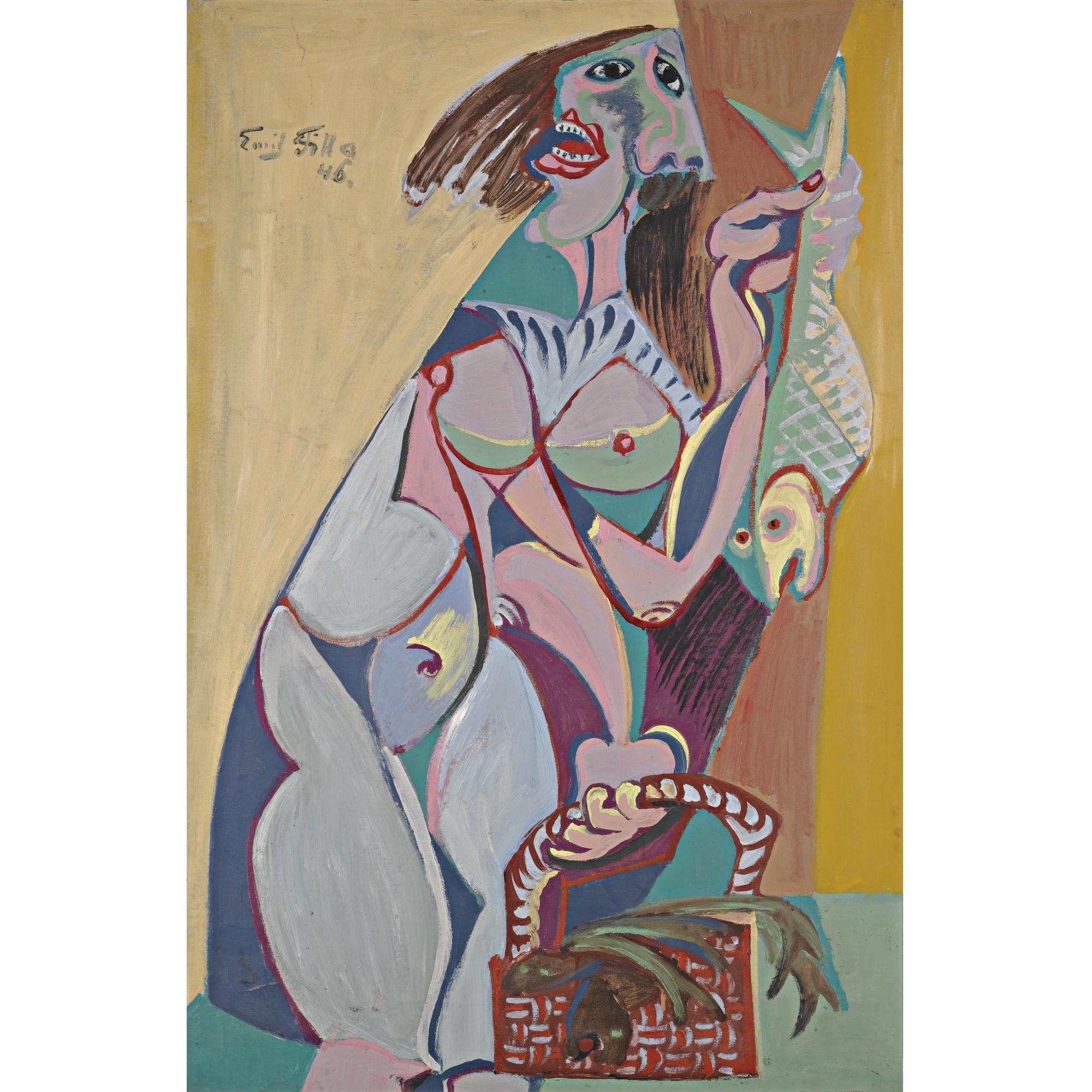 Emil Filla - Czech woman Selling Fish (Prodavačka Ryb)