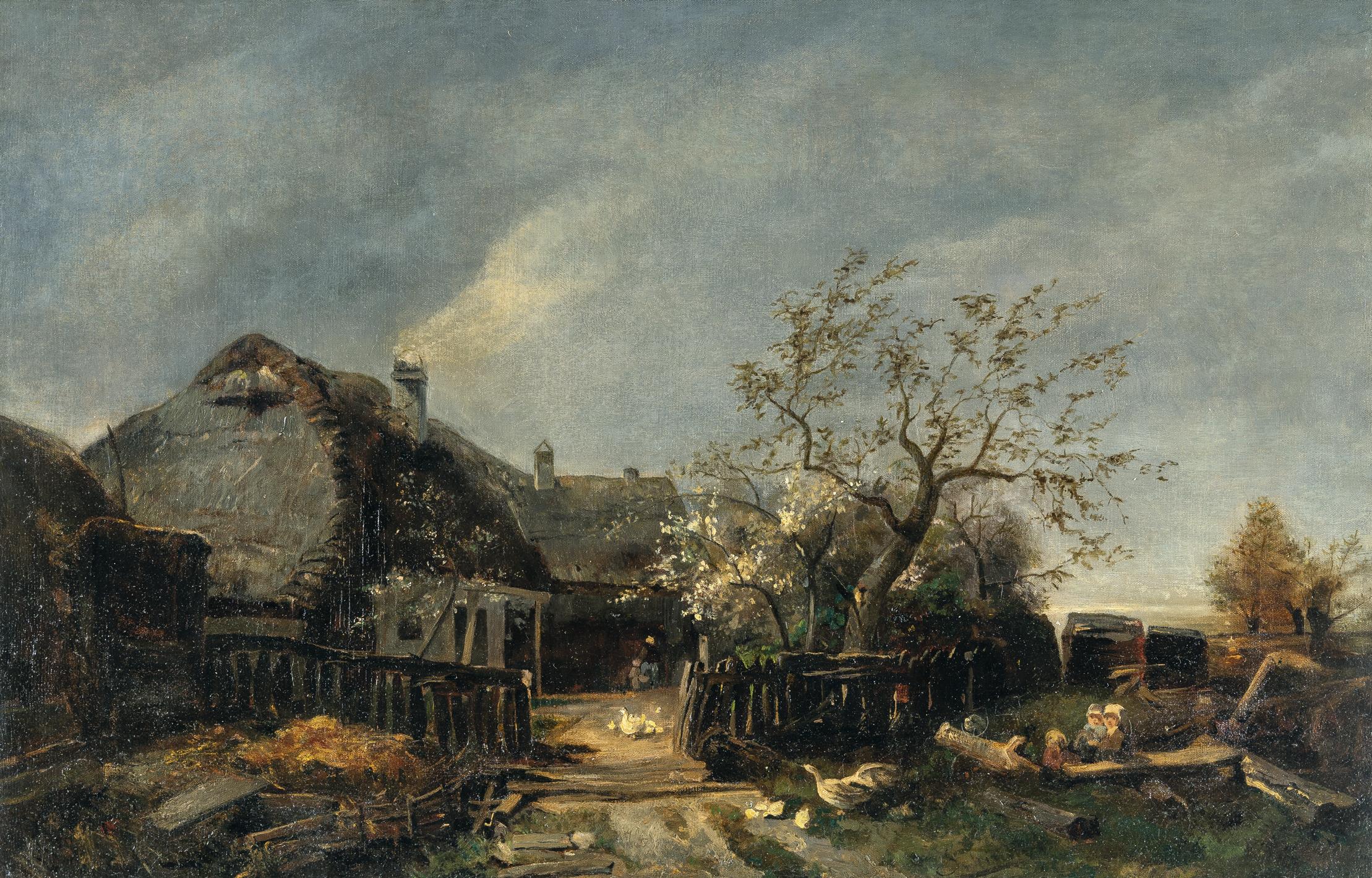 Emil Jakob Schindler - Bauerngehöft im Frühling (Motiv aus Unterthemenau)