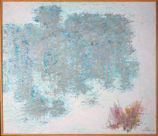 Emil James Bisttram - Winter Evening 48 x 56 in. (121.9 x 142.2 cm) framed 49 x 57 x 2 in.