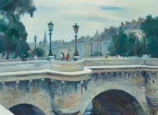 Emil Jean Kosa, Jr. - Pont Neuf #3 21 x 28 3/4 in. framed 29 1/2 x 36 1/2 in.