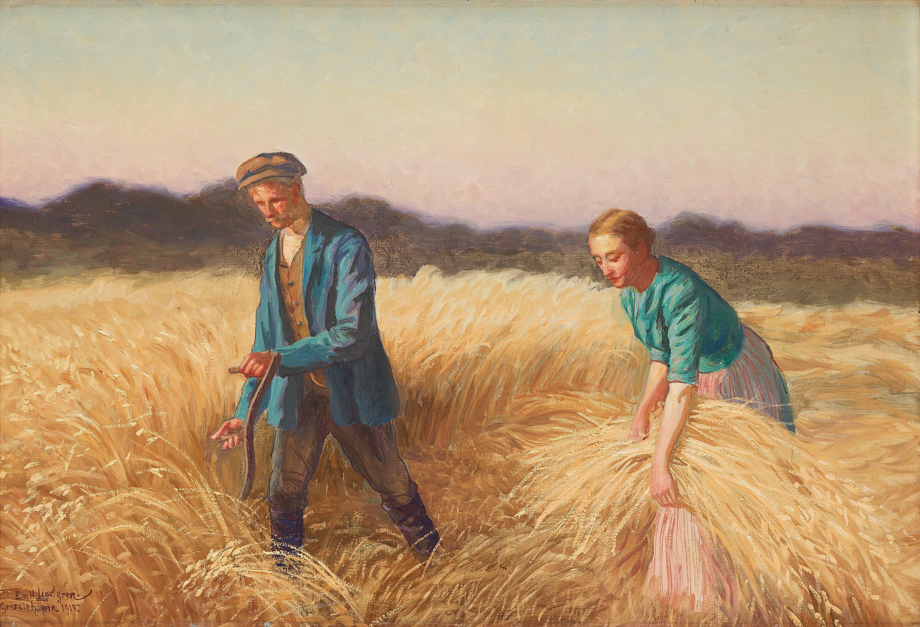 Emil Lindgren - Harvest scene from Grisslehamn, Sweden