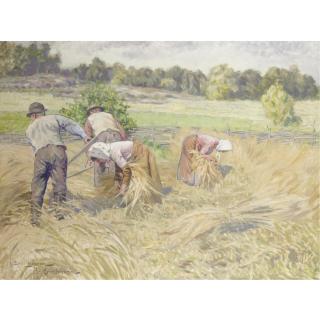 Emil Lindgren - Harvesters In A Landscape