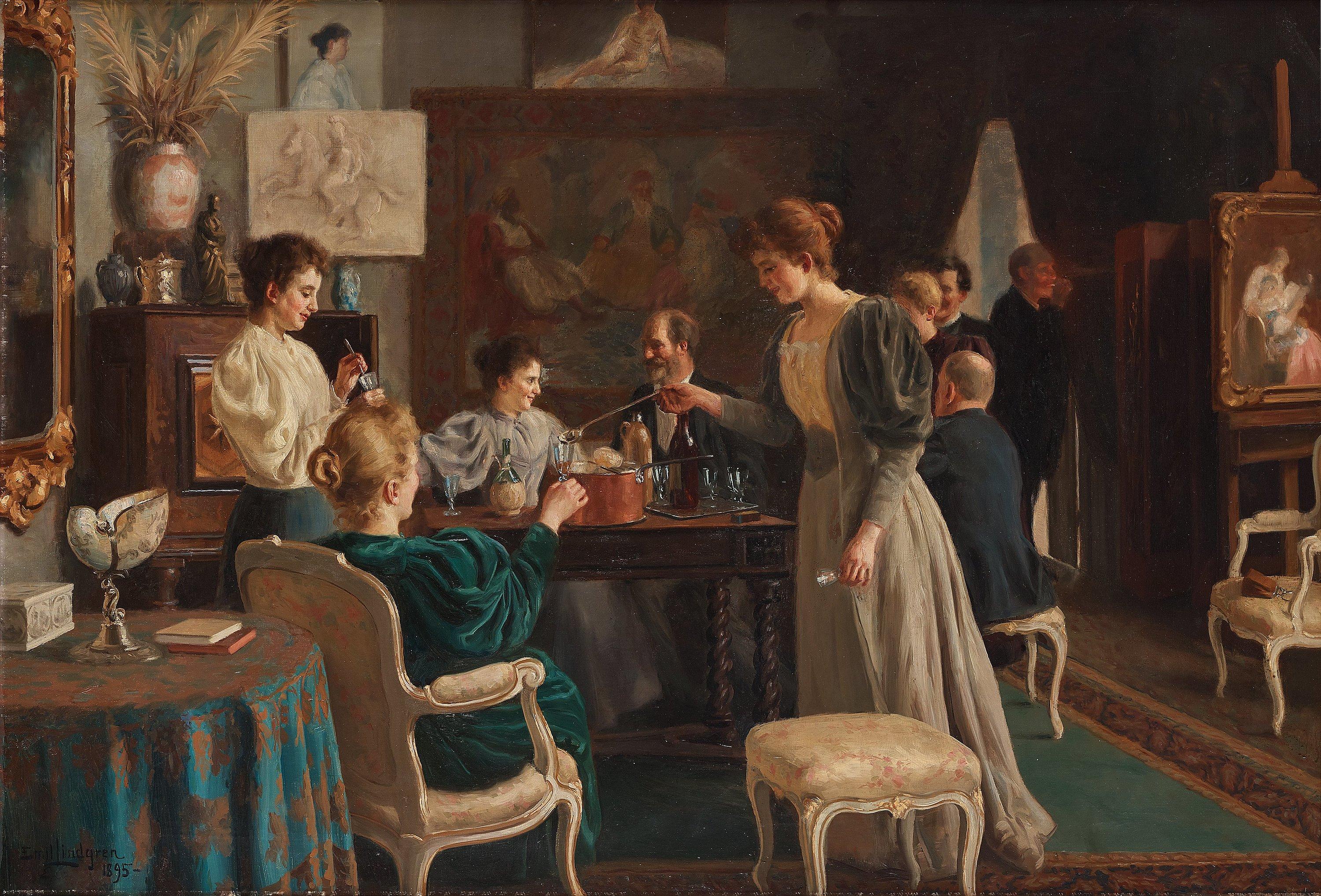 Emil Lindgren - Merry companions, interior from the home of Georg and Hanna Pauli