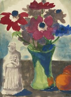 Emil Nolde - Anemonen In Grüner Vase, Orangen Und Eine Skulptur (Anemones In A Green Vase, Oranges And A Sculpture)