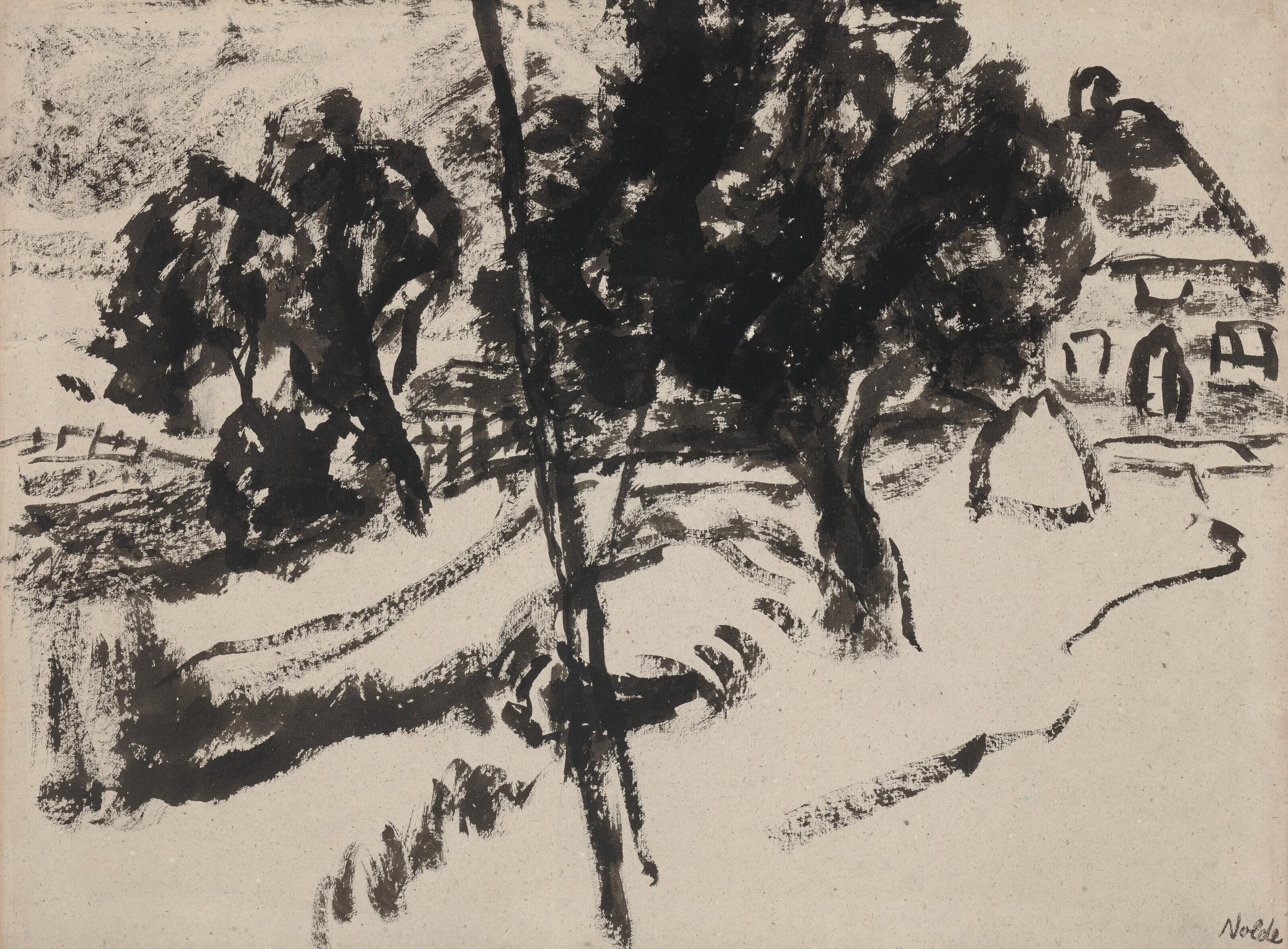 Emil Nolde - Bauernhaus hinter Bäumen