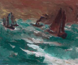 Emil Nolde - Bewegte See I (Zwei Segler und ein kleiner Dampfer)