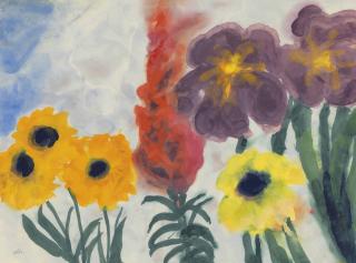 Emil  Nolde - Blaue Iris und Sommerblumen