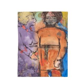 Emil Nolde - Blonde Frau und schwarzhaariger, in einen Kasak gekleideter Mann