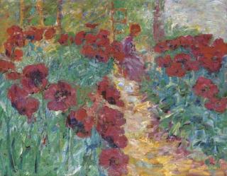 Emil Nolde - Blumengarten, Frau und Mohn