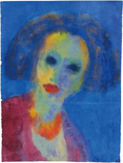 Emil Nolde - Frauenkopf (Blauer Grund) (Head Of A Woman (Blue Ground))