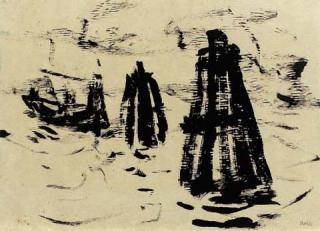 Emil Nolde - Hamburger Hafen, Schlepper und Duckdalben