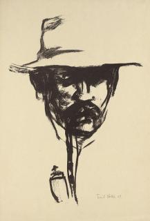 Emil Nolde - Kopf Mit Pfeife, E.N. (Self-Portrait) (Schiefler & Mosel L5)