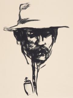 Emil Nolde - Kopf mit Pfeife (Selbstbildnis).