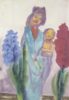 Emil Nolde - Madonnenfigur und Hyazinthen