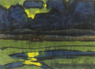 Emil Nolde - Marschlandschaft mit Wolkenspiegelung (recto/verso)