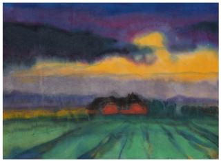Emil Nolde - Marschlandschaft Unter Hohem Himmel Mit Hof Seebüll (Marsh Landscape Under High Skies With Hof Seebüll)