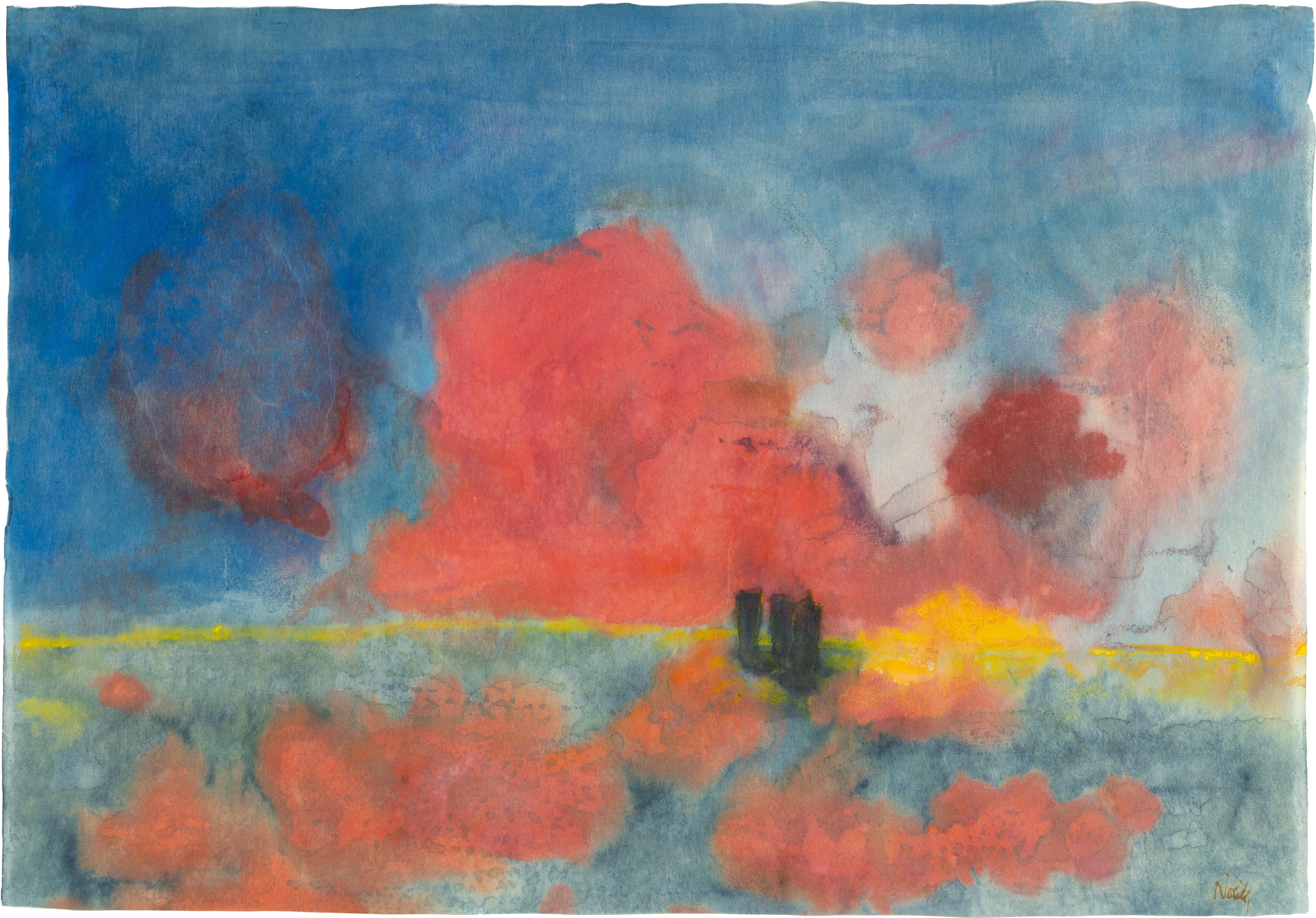 Emil Nolde - Meer mit roten Wolken und dunklen Seglern