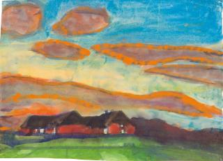 Emil Nolde - Seebüll Hof in Nordfriesland – Abendstimmung.