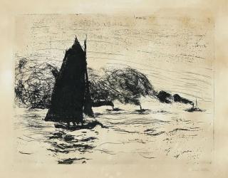 Emil Nolde - Segler Und Drei Kleine Dampfer (Schiefler/Mosel R140)