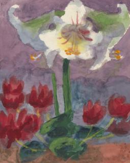 Emil Nolde - Weiße Amaryllis und rote Tulpen