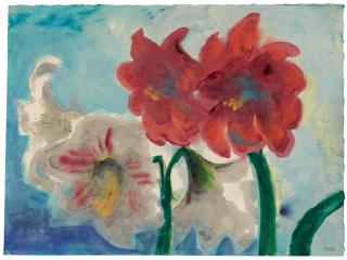 Emil Nolde - Weiße und rote Amaryllis