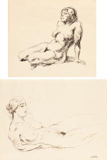 Emil Orlik - 2 Bll.: Aktstudien.