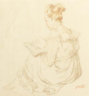 Emil Orlik - A Girl Reading