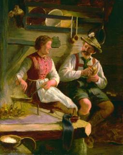 Emil Rau - Alpenländisches Paar in der Kochstube