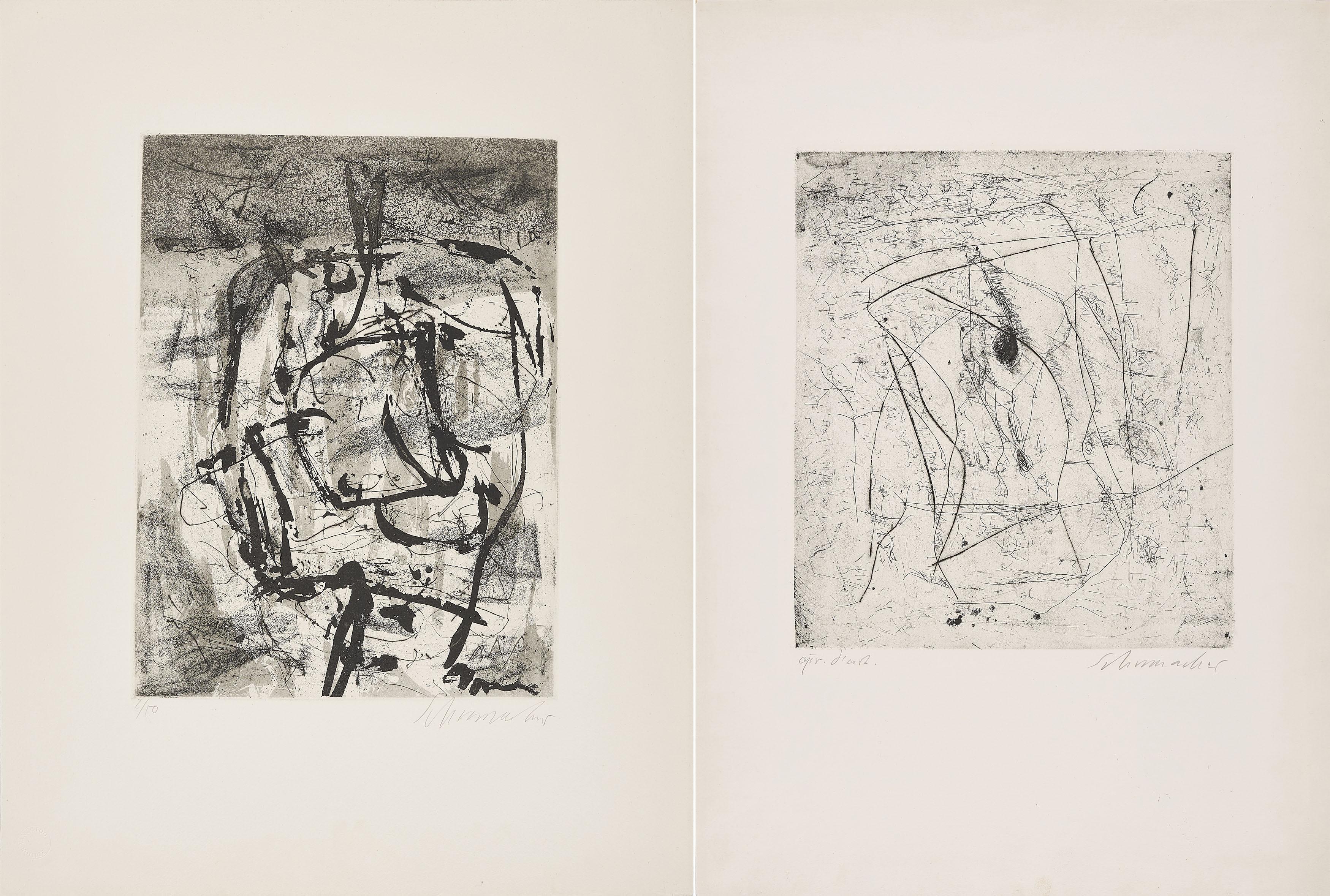 Emil Schumacher - Konvolut von 2 Radierungen.