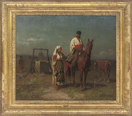 Emil Volkers - Romanian peasants at the well