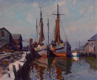 Emile Albert Gruppe - Boats in Gloucester Harbor