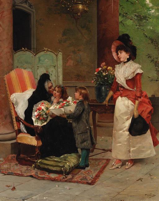 Emile-Auguste Pinchart - Flowers for grandmére